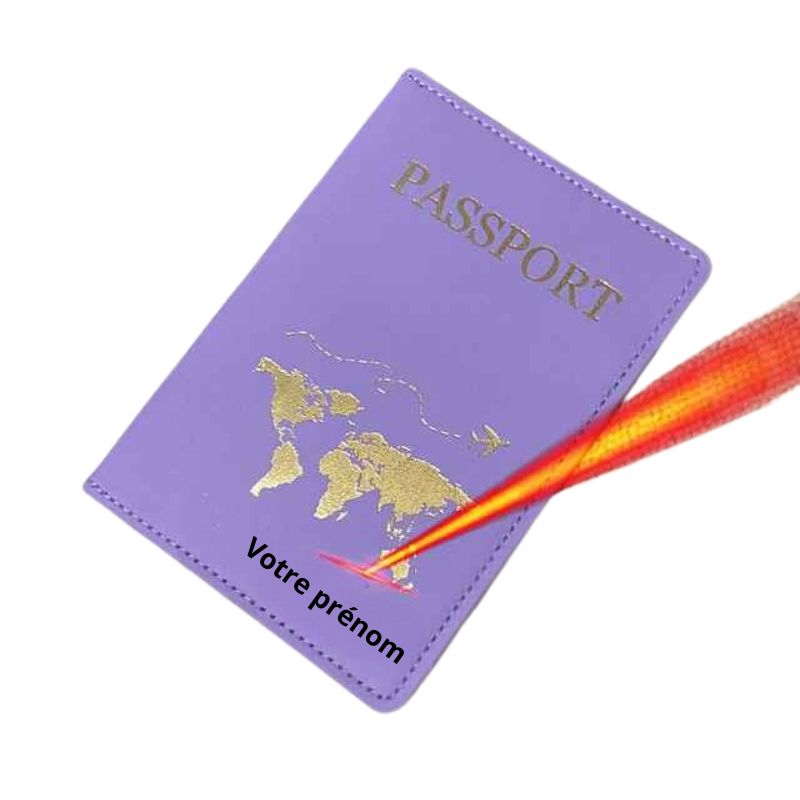 porte passeport homme personnalisé - Motif Map Monde - Modèle 1