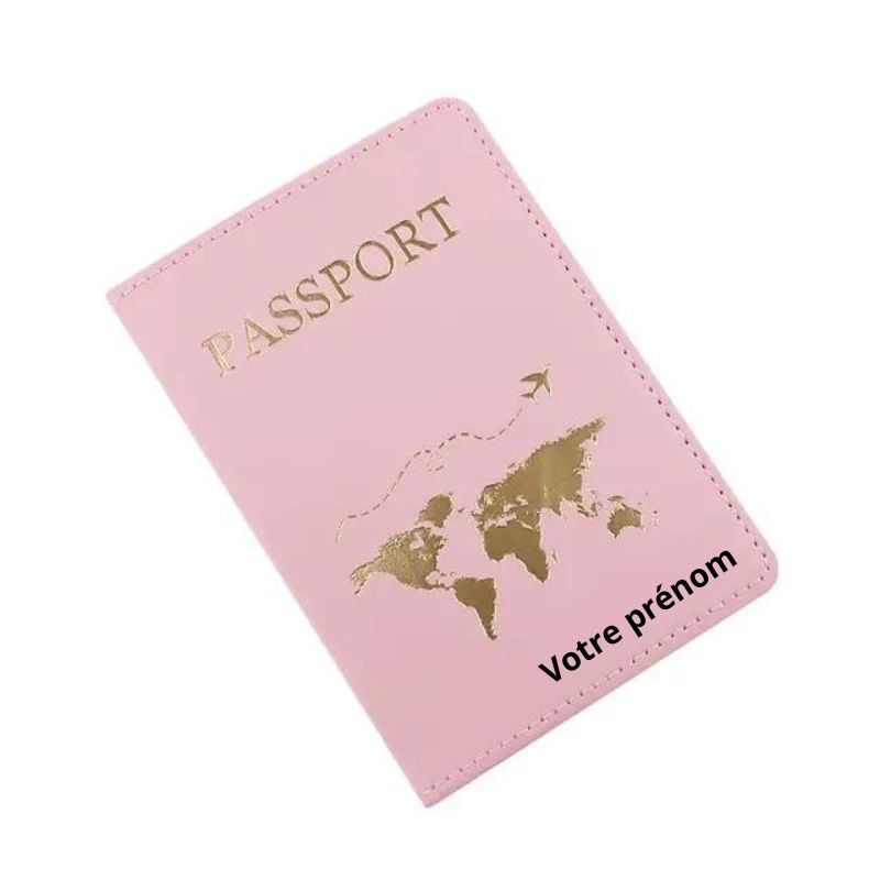 housse passeport personnalisé - Motif Map Monde - Modèle 4