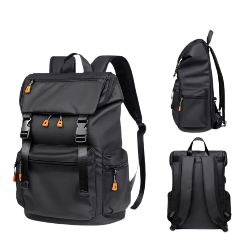 Sac à Dos Imperméable gros plan fermeture zippée - Noir - Gris