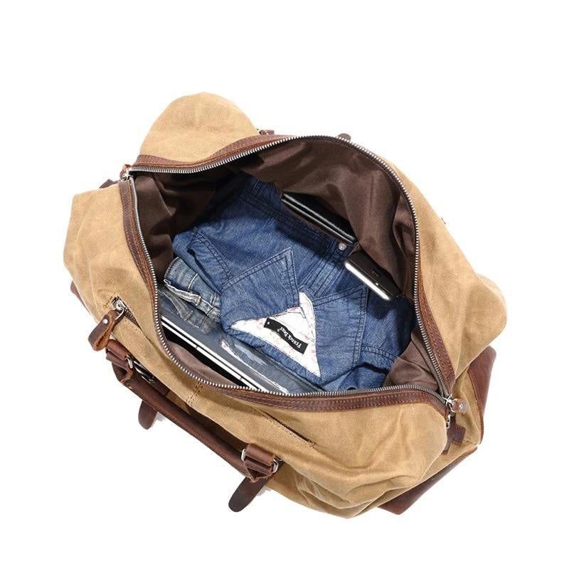 sac voyage toile et cuir - Gris - Noir - Marron - Vert - Bleu