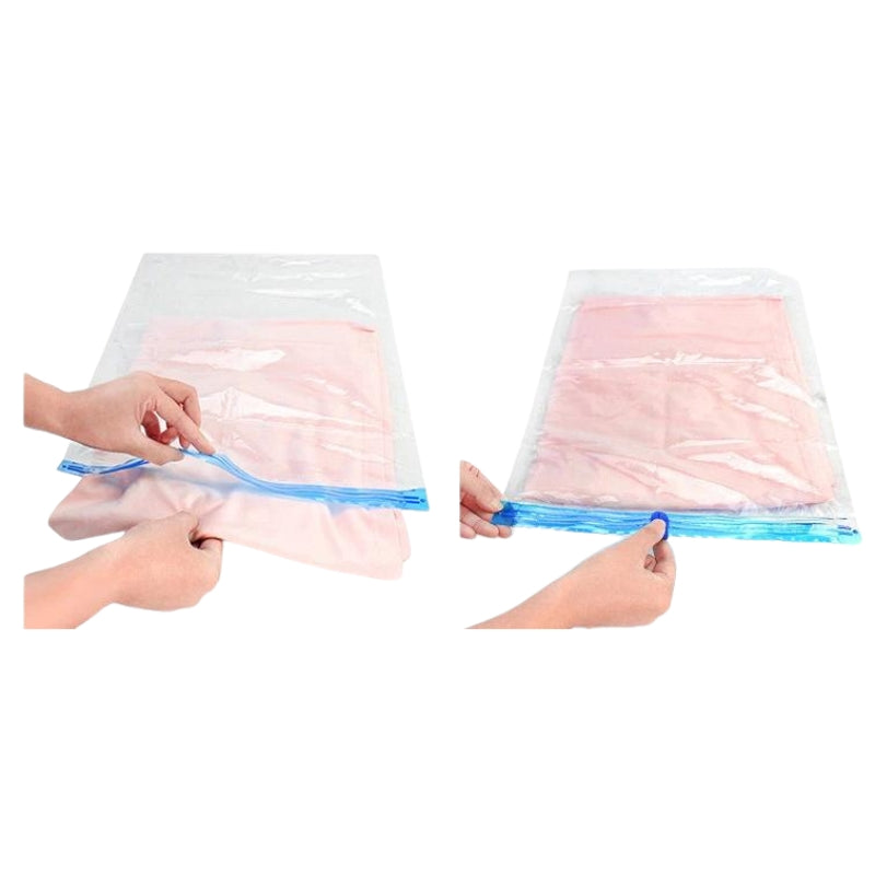 Sac Compression Voyage Sans Aspirateur fermeture zippée en action - 5 Pièces - Lot 8 Pièces