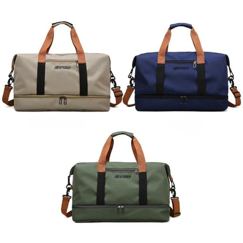 Sac de Voyage avec Rangement Chaussures trois sacs alignés - Vert - Beige - Bleu - Gris - Noir - Violet - Rouge