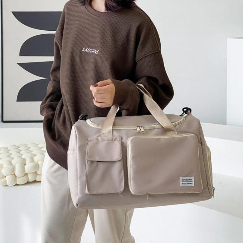 sac de voyage femme avec compartiment chaussures - Noir - Bleu - Bleu ciel - Vert et Rose - Kaki - Rose - Lavande - Vert clair - Gris et Rose - Bleu profond - Violet