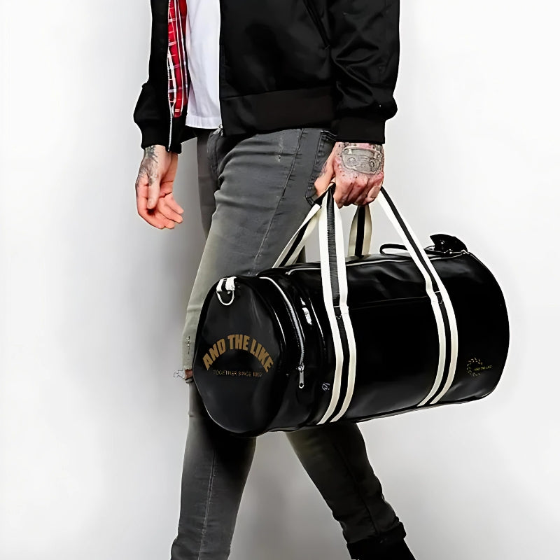 Sac de Sport PU Homme Vintage portée à la main - Rouge - Noir - Bleu - Noir et Blanc - Noir et Jaune - Vert