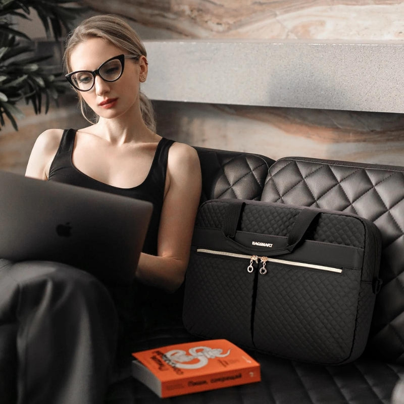 sac chic pour  ordinateur - Rose - Noir