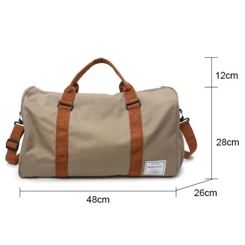 Sac Week-End avec Compartiment Chaussures angle de face - Kaki - Noir - Bleu - Vert - Violet