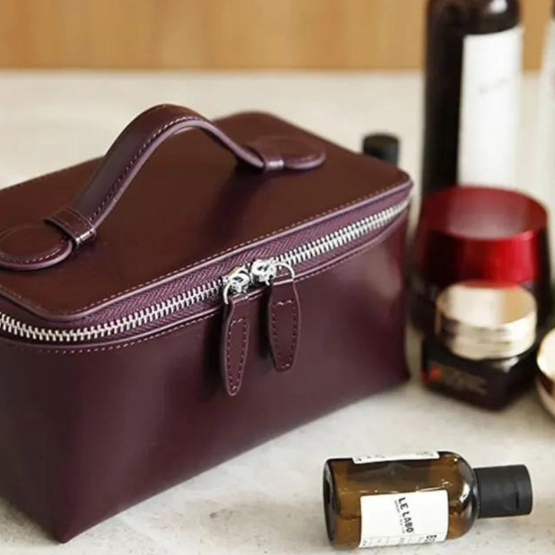 trousse cuir personnalisable - Noir - Vert - Beige - Marron