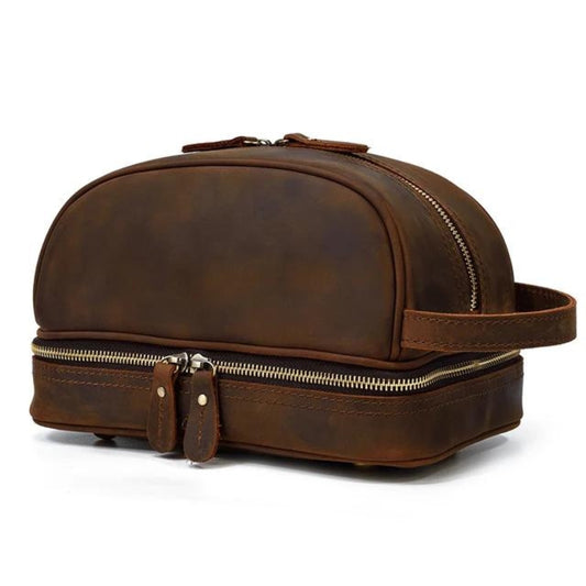 neceser de hombre de cuero vintage - Marrón - Modelo 1
