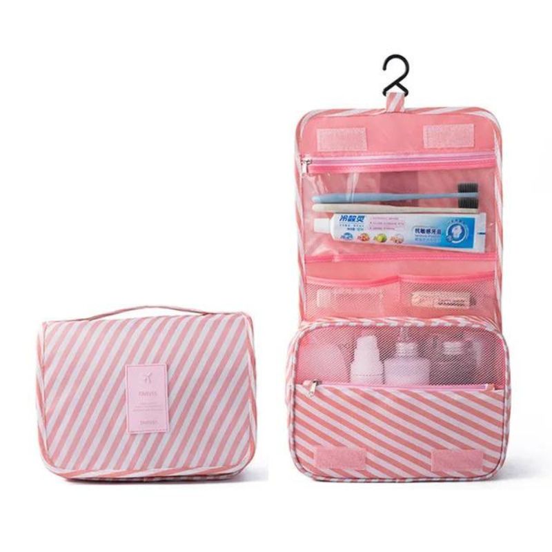 trousse de toilette femme luxe - Rose Motif à Rayure