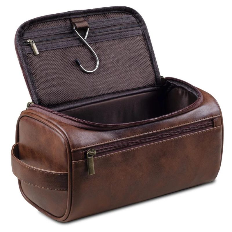 trousse de toilette homme cuir luxe - Marron - Noir - Marron Clair - Marron Café
