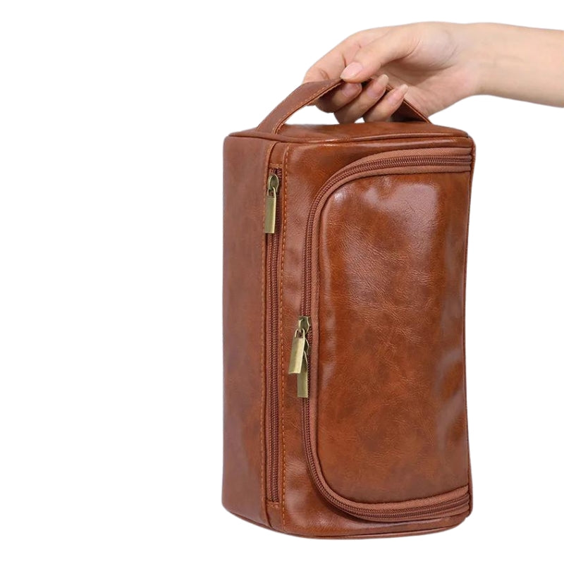 trousse de toilette homme cuir marron - Marron - Noir - Marron Clair - Marron Café