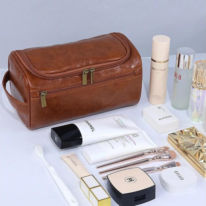 trousse de toilette homme cuir vintage - Marron - Noir - Marron Clair - Marron Café